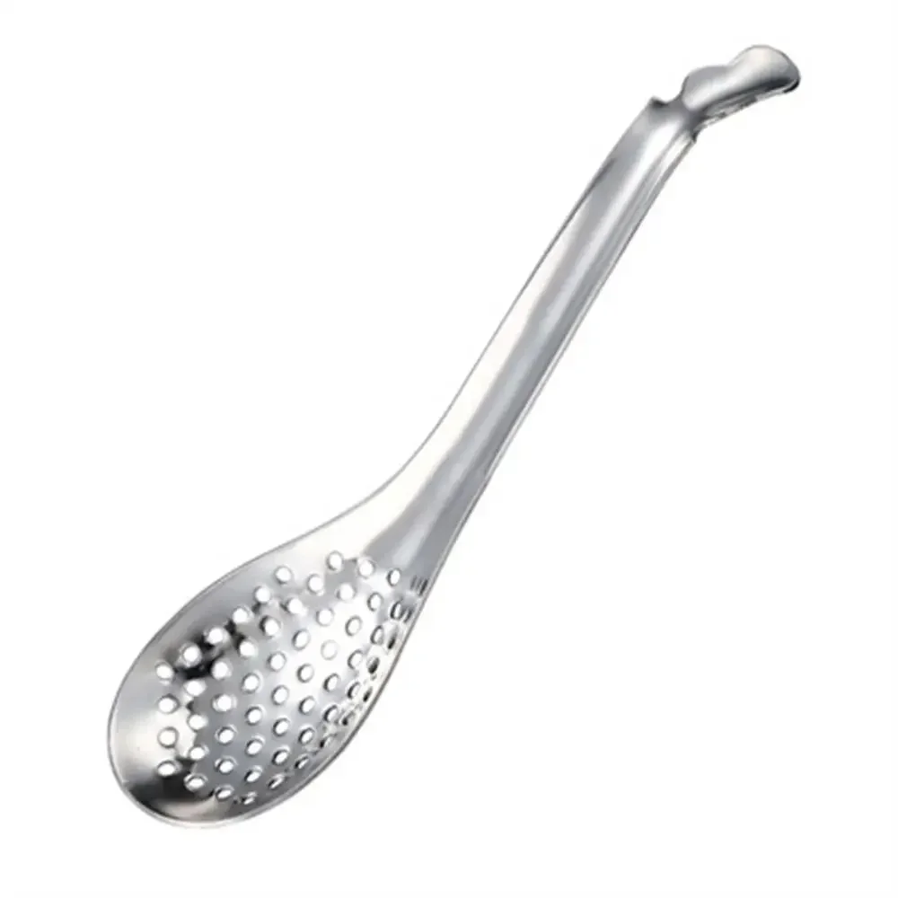 1Pc Caviar Spoon Hot Pot Filter Spoon with Long Handle Vintage Tea Shovel Set Small Spoons 56 Holes Kitchen Tools stainless steel spoon