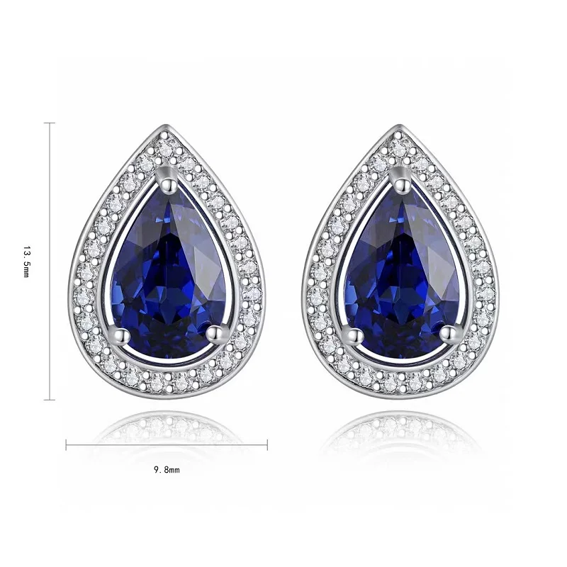 

Ruihe New Fashion 925 Silver 2.95ct Lab Grown Royal Sapphire Gemstones Jewelry for Women Party Gifts Custom Stud Earrings