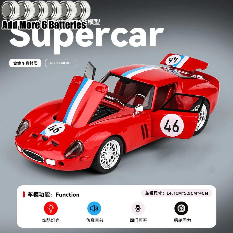Classic 1:32 Diecast Alloy Sports Car with Sound and Light - Trendy Collectible Toy & Gift