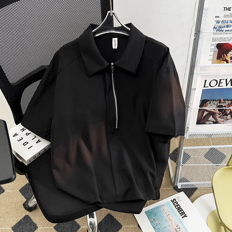 

Рубашка Z21 мужская с коротким рукавом, однотонная Повседневная приталенная модная сорочка в Корейском стиле, деловая Роскошная Элегантная блузка, лето