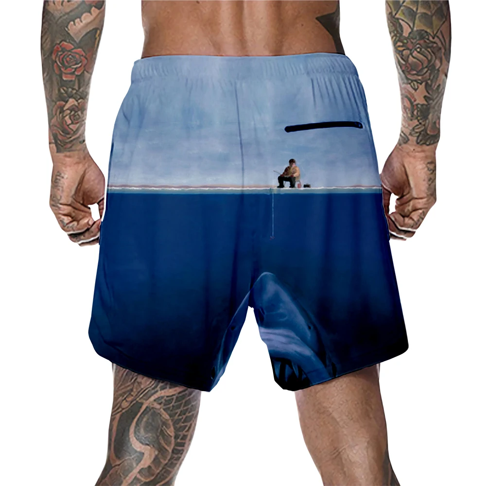 New Men's Summer Shorts Fishing Figure Sports Leisure Outdoor Zipper Pocket Double Layer Fitness Shorts