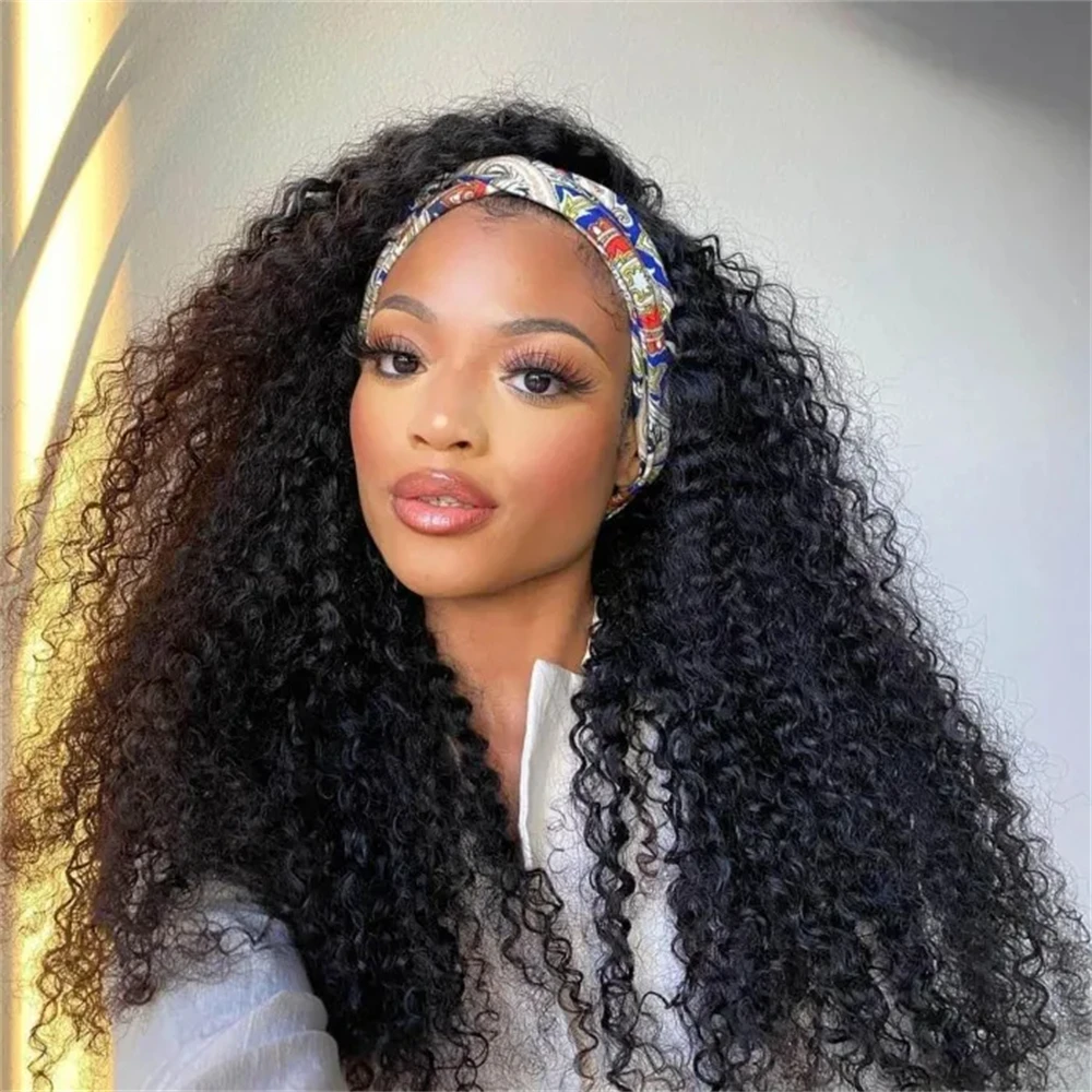 

Water Wave Headband Wig Human Hair Wigs For Black Women Brazilian Scarf Wig Glueless Remy Glueless Natural Curly Human Hair Wig