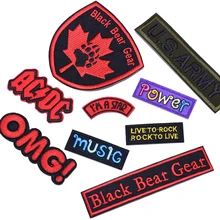 Colorful Letters Patches for Down Coat OMG Iron on Patch Label Black Bear Gear Logo Badges Rock Appliques Embroidery Stickers