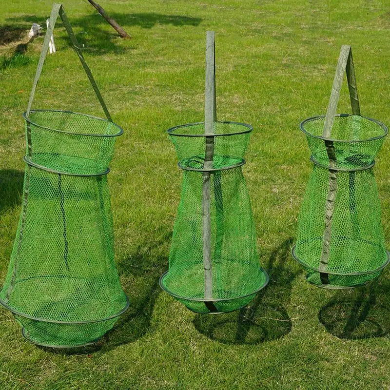 Fishing Traps Fishing Net Trap Fish Basket Drawstring Opening Collapsible Fishing Net Cage For Live Fish