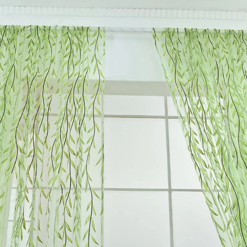 Wicker offset printed Curtain of Muslin cool window Pastoral floral Curtains for Window Living room kitchen Gauze cortina sala