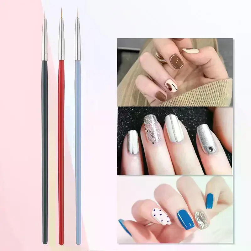 3pcs/set Nail Art Liner Brushes - Professional Thin Detail Fine Drawing Brushes for UV Gel Polish Painting & Nail Design Tools