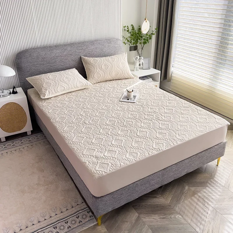 Waterproof Thicken Mattress Pad Protector Breathable Durable Fitted Sheet Bed Cover Quilted Embossed 150x200 180x200 200x220