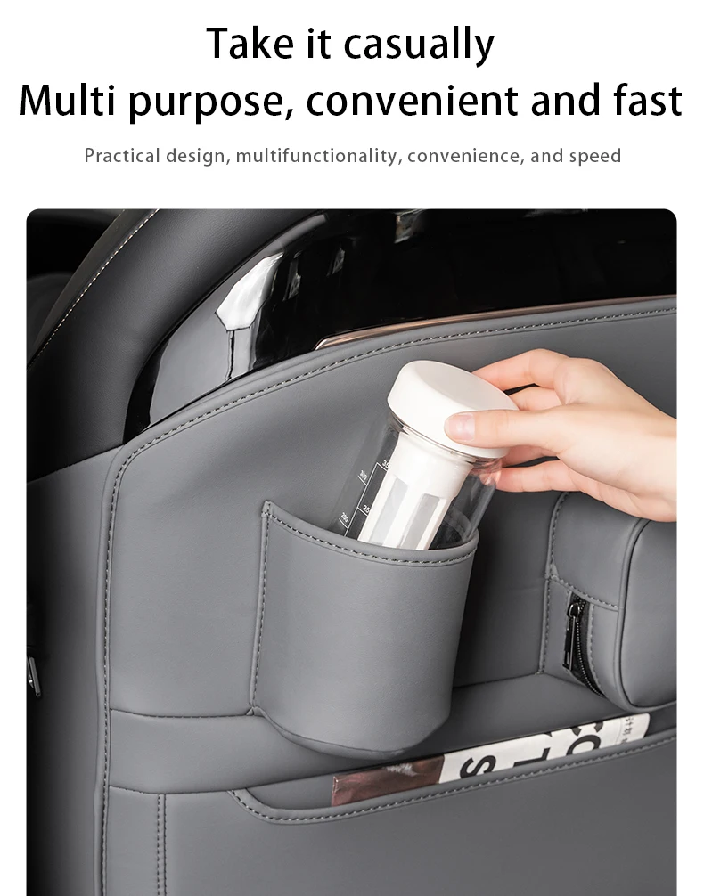 For ZEEKR 7X Multi-functional seat backrest anti-kick pad Tissue bags and cup ba