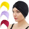 Turban Hats Solid Color Elastic Head Wraps Ramadan Beanies Chemo Cap Headscarf For Women 1