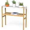 Bamboo Shelf Indoor, 2 Tier Window Tall Stand Table for Multiple Plants 4