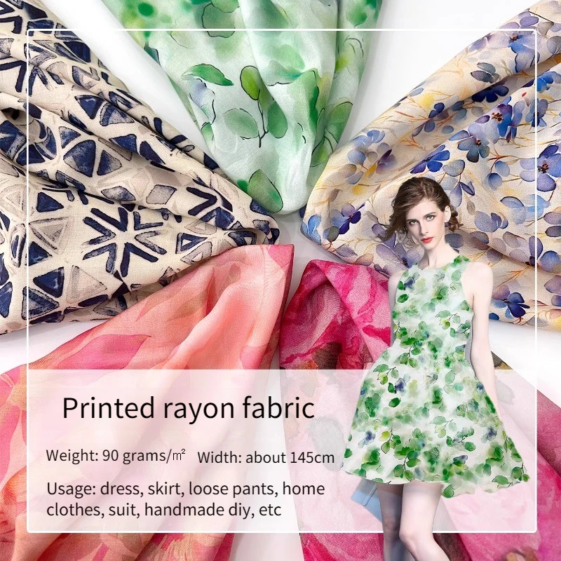 Tela de rayón con estampado Digital por metro para vestido, falda ...