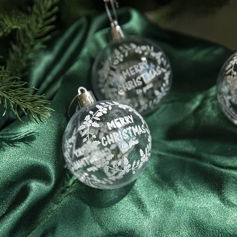 Christmas Ball Christmas Tree Decoration Window Display Transparent Ball Pendant Painted Decorations 6PCS/box 6cm