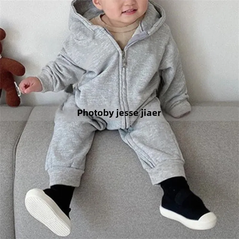 Hot Sale Of The Season Korean Style Kids' Outfit Baby Boy Sportswear with Hat Overall Clothes for Crawling Going out Cotton Mate
