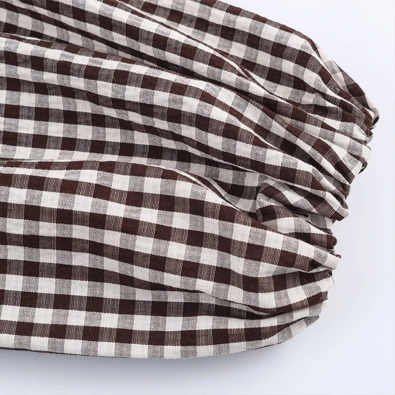 Women's Shirt Fall 2025 New Check Long Sleeve Stacked Decoration Pastoral Collegiate Shirts Casual Fashion Personality Top ﻿