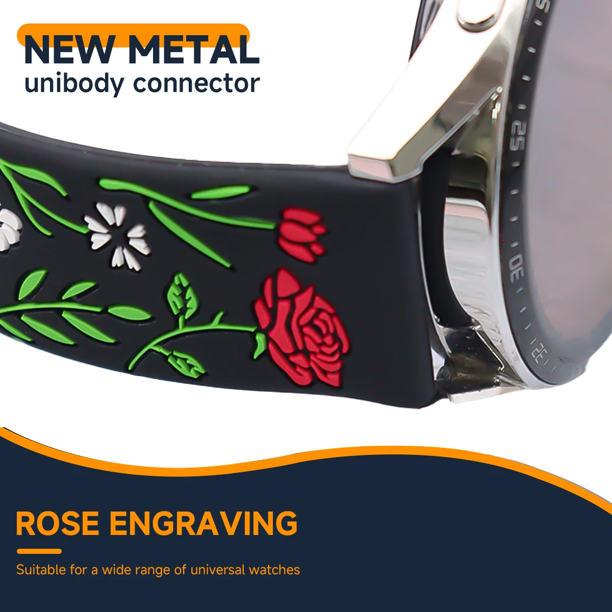 Engraved Silicone Business Watch Strap - Multiple Sizes