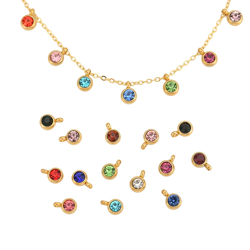 

20pcs 6mm Stainless Steel Rhinestone Beads Gold Color Crystal Charms Pendants for Necklace Bracelets Jewelry Making Charm DIY