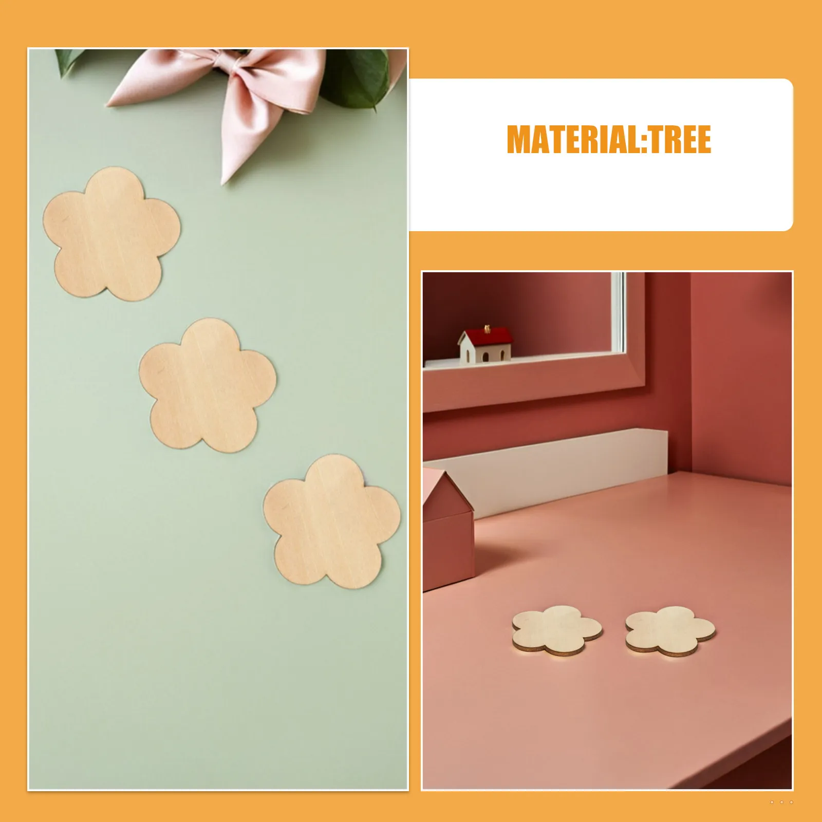 30Pcs 나무 꽃 컷아웃 매화 꽃 미완성 나무 조각 결혼식 홈 장식 DIY 공예 프로젝트 천연 나무