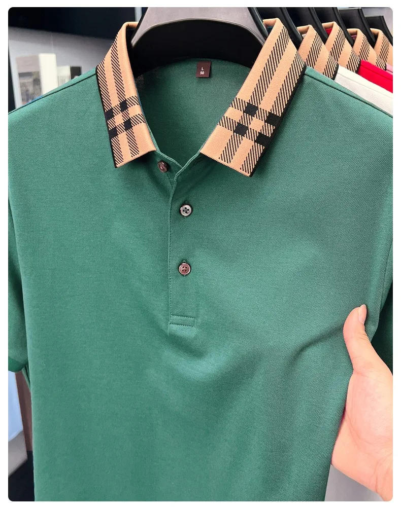 High quality striped lapel short sleeve T-shirt men's summer comfort fashion trend loose casual new breathable luxury polo shirt 36 S74eb607ca7d1403d9d155d6040c42255Y