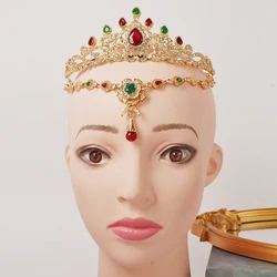 Moroccan Fashion Jewelry Set Water Drop Headdress Jewel Pendant Arabian Bridal Crown Necklace Wedding Dress Lady Jewelry