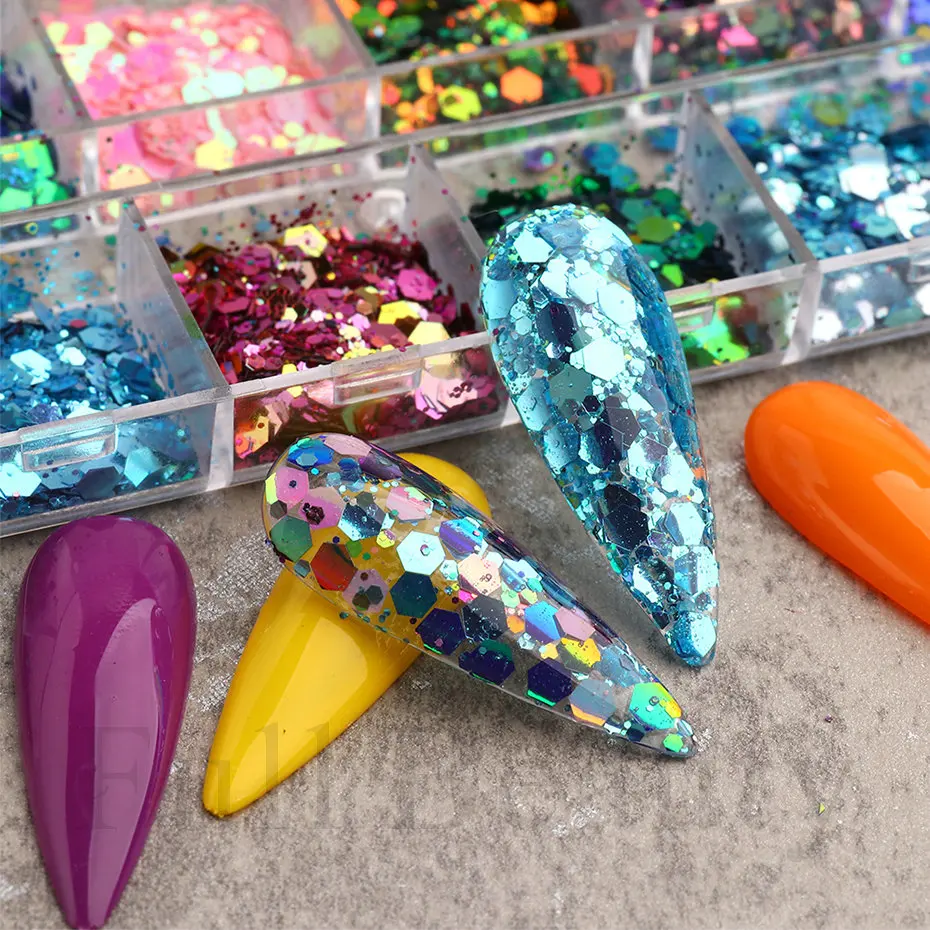 50g/bag 3d Holographic Iridescent Nail Art Glitter Ultra-thin Mixed Hexagon  Sequins Sparkly Chunky Flakes Manicure Decoration J3 - Nail Glitter -  AliExpress