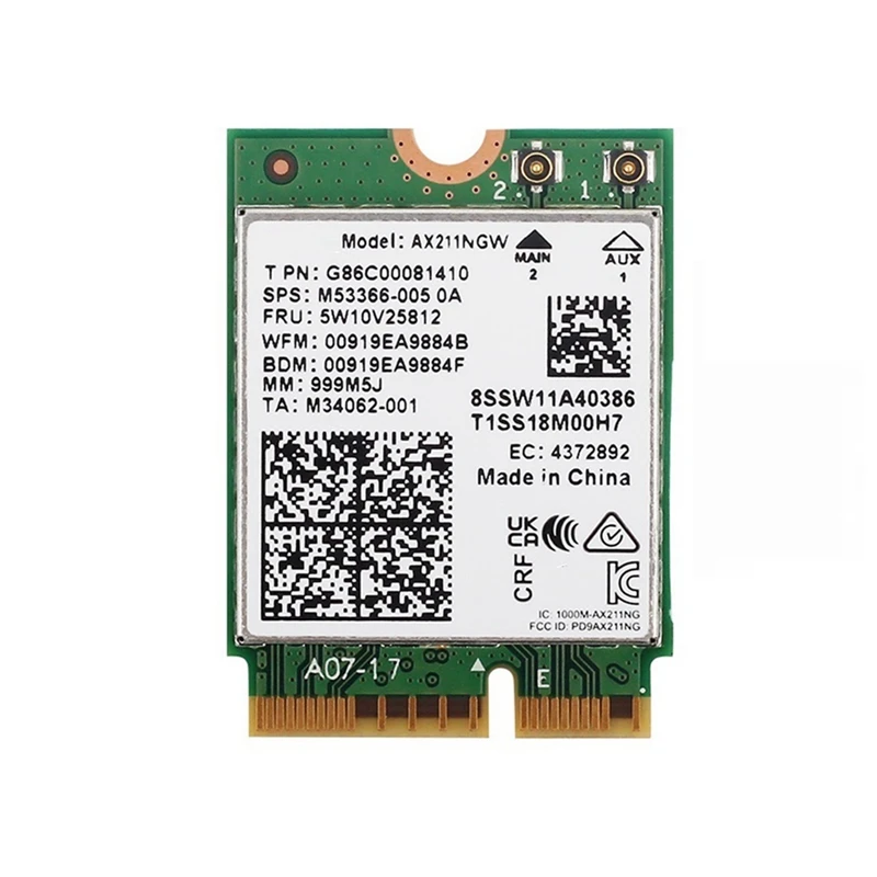 AX211NGW WiFi 6E 트라이 밴드 2.4G/5G/6Ghz 무선 네트워크 와이파이 카드 블루투스 5.3 AX211 M.2 CNVio 와이파이 무선 카드-ELEC