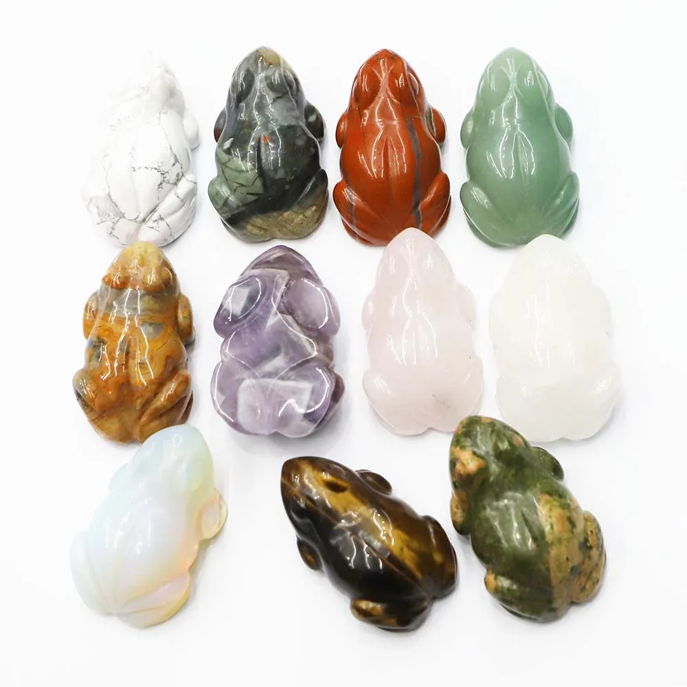 

Natural High Grade Crystal Healing Stones Frog Statue Carved Crafts Ornament Jewelry Home Office Tabletop Trinket Sell Well Gift