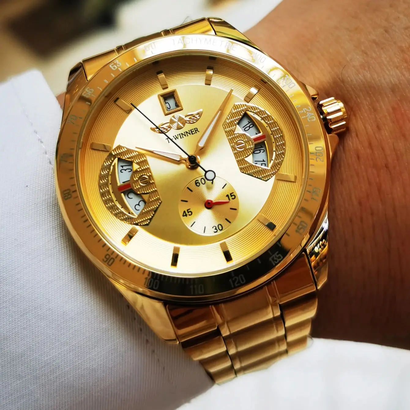 WINNER Sports Skeleton Mechanical Watches Multifunction Dial