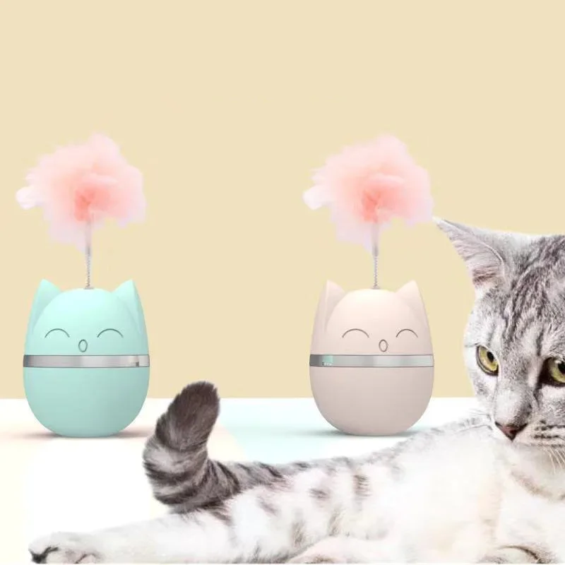 Cat head tumbler cat toy feather funny toy interactive self-hey pet Sway left and right Indoor Kitten