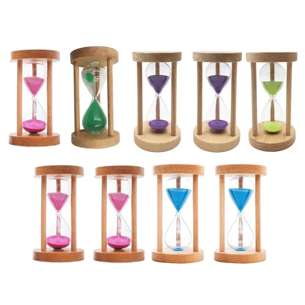 

Wooden Round Frame Hourglass Sand Timer Sandglass for Study