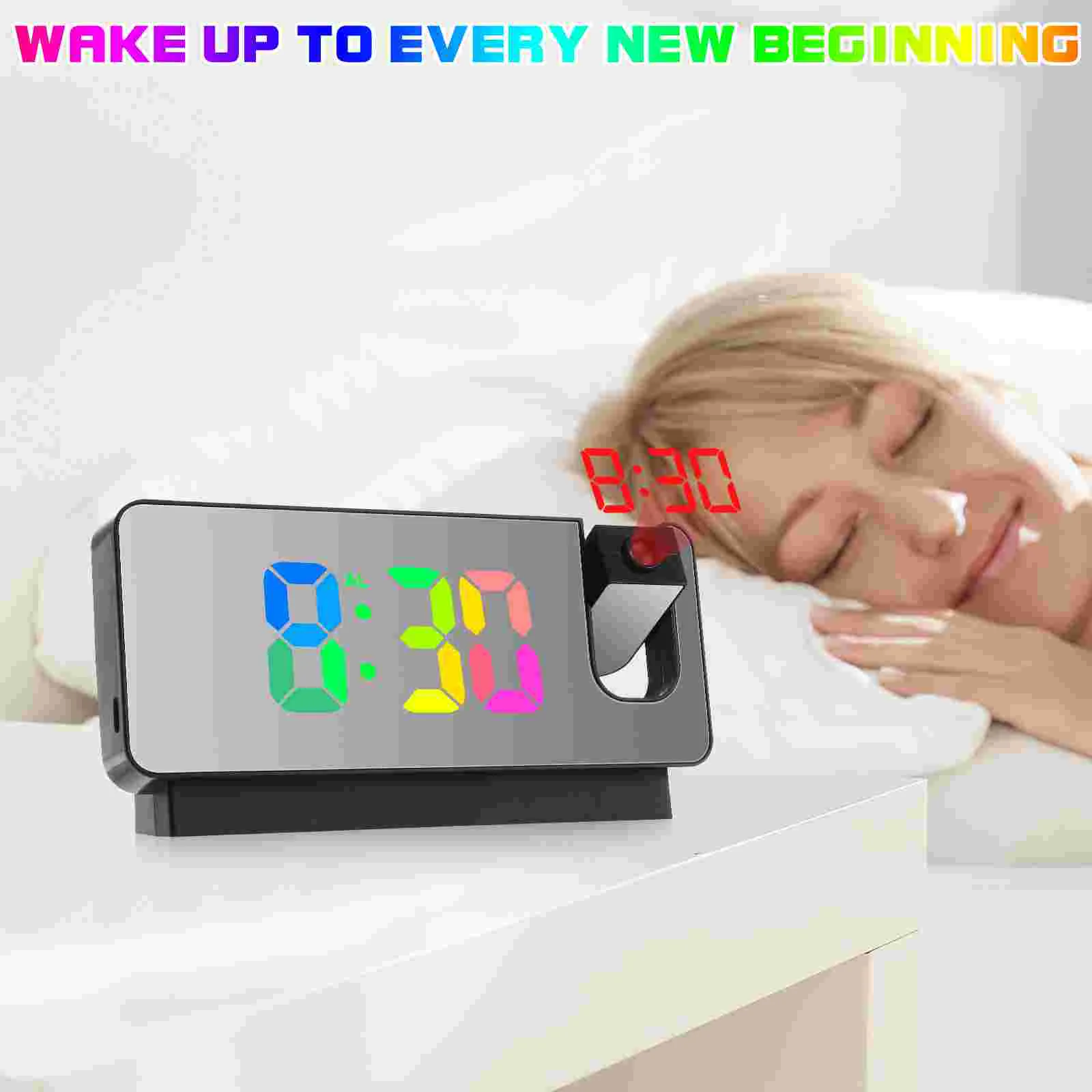 Electronic Digital Projection Alarm Clock Projector Clocks Ceiling Plastic Night 2