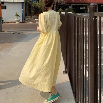 New Women Long Dress 2024 Summer Casual O-neck Puff-Sleeve Party Dresses Dots Elegant Female Ladies Loose Vestidos Femme 9941 1