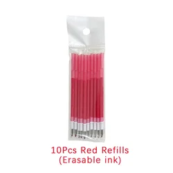 Vibrant Erasable Gel Pen Set with Washable Handle (10pcs red refills)