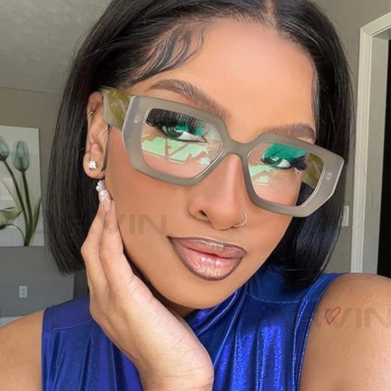 Oversized English Letter Sunglasses – Colored Transparent Lenses, UV400 Protection, Unisex Fashion Glasses