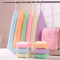 Candy Color Microfiber Kindergarten Square Children's Washing Hands Cleansing Soft Quick-drying Small Towel Hook Up Handkerchief 2