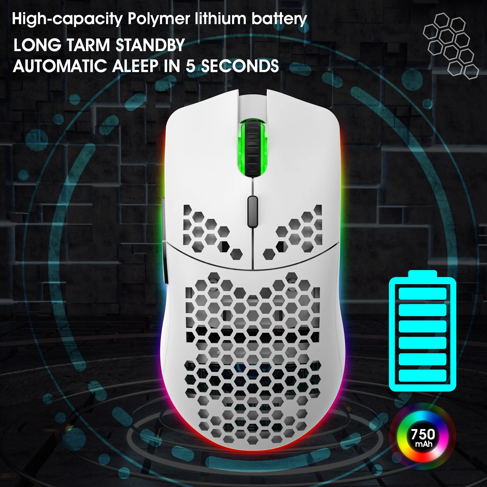 Gaming Mouse Wireless Mouse Wireless Gaming Mouse Ergonomic Mouse HXSJ T66 RGB 2.4G Wireless Gaming Mouse RGB Lighting Charging Mouse with Adjustable DPI Ergonomic Design for Desktop Laptop
