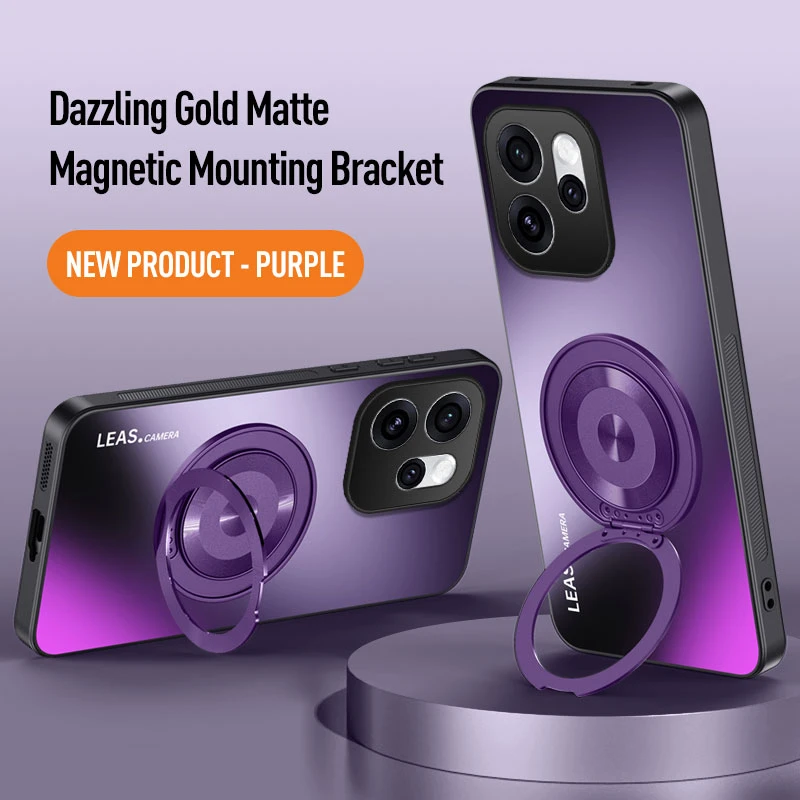 Magnetic Hard Matte Protective Phone Case with Ring Stand and Shockproof Bumper