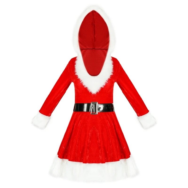 

Женские рождественские костюмы, оптовая продажа, косплей, плюшевое платье с капюшоном Санта-Клауса, праздничный наряд, стиль вечерние, сценический костюм, одежда 681