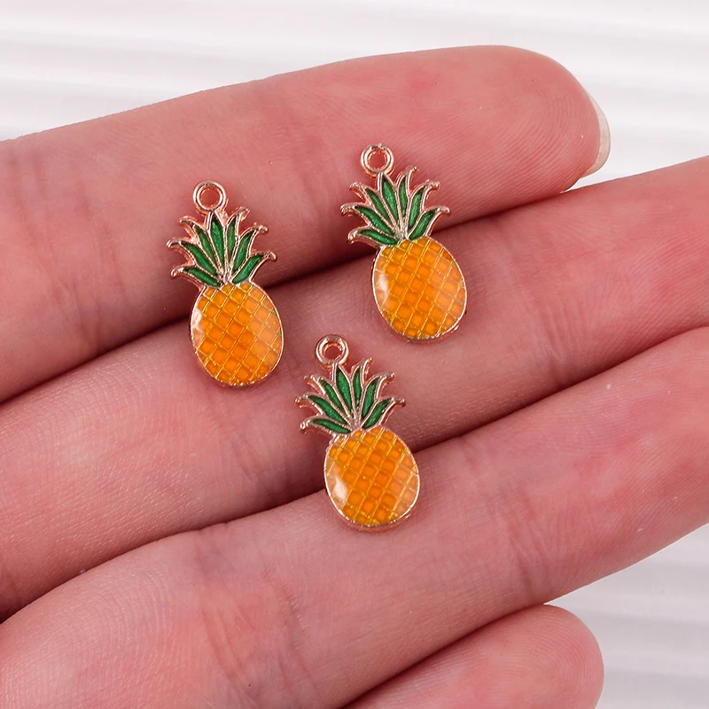 10 Stück Mix Emaille Früchte Charms Kirsche Ananas Apfel Pfirsich Anhänger für Halskette Ohrring Armband DIY Schmuckherstellung Zubehör – Detail 30