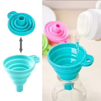 Folding Silicone Funnel for Filling Bottles Kitchen Silicone Funnel Food Grade TPR Collapsible Funnel Kitchen Gadgets Oil Filler