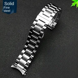 Premium Curved End Stainless Steel Men's Watchband Bracelet - High-Quality Metal, 20mm 22mm for 20mm (C Silver)