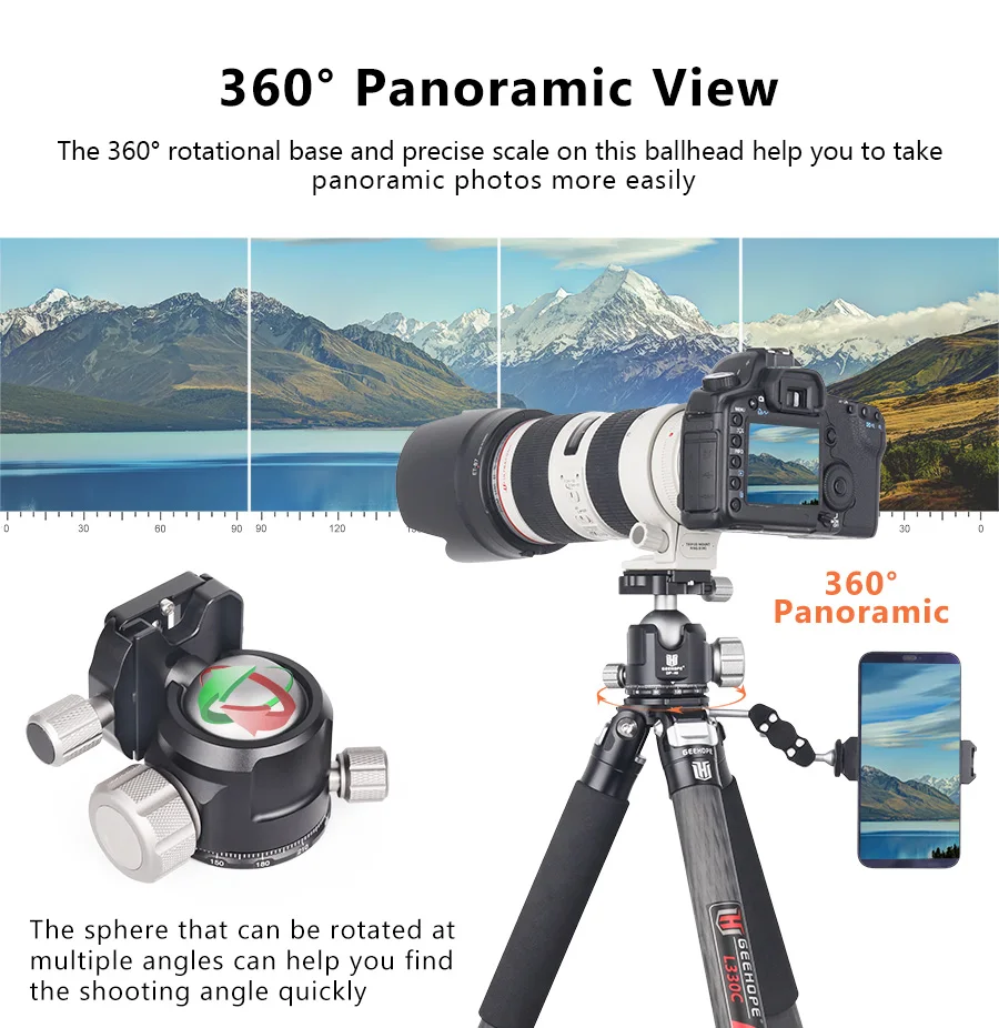 DP-40 40mm CNC 360° Panoramic Ballhead Low Gravity Center Tripod Head Load 23kg