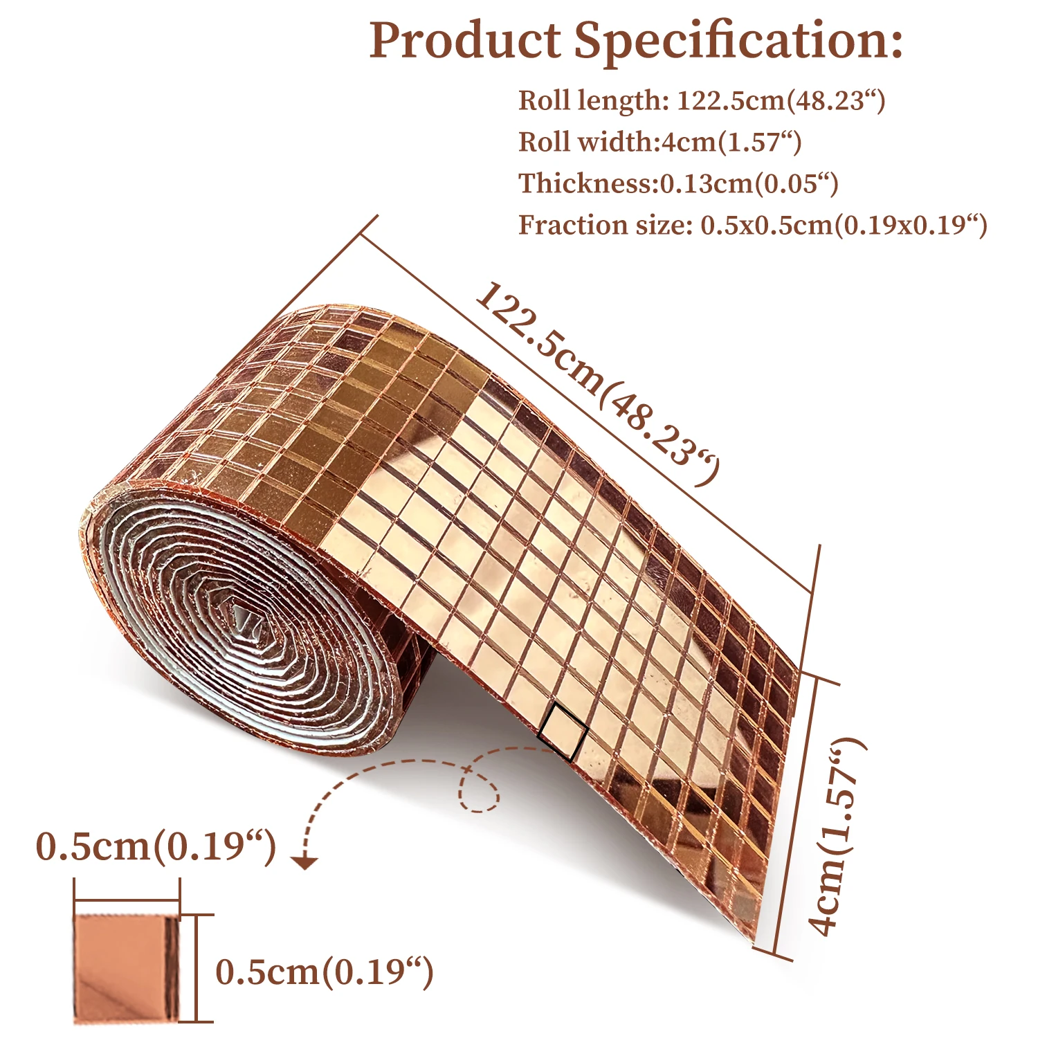 Description Picture 3 of item1 Roll Peel and Stick  DIY Glass Wall Tile Sticker Self-adhesive Mosaic Mirror Wall Decal For Home Party Christmas Decoration