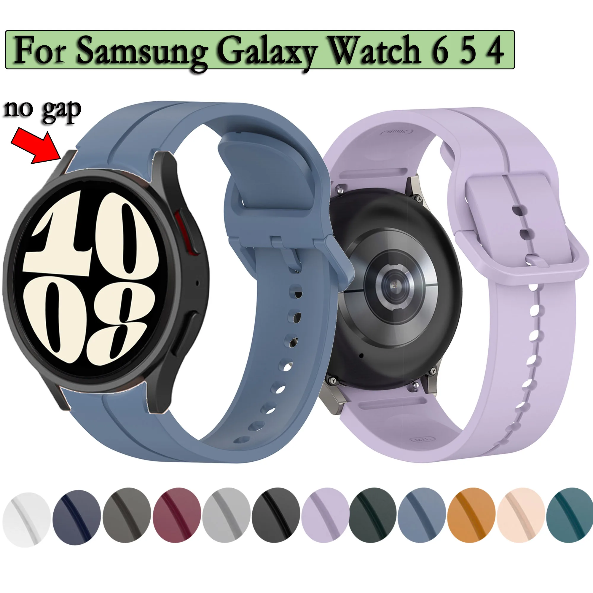 

Ремешок силиконовый для Samsung Galaxy Watch 6 5 4, спортивный быстросъемный браслет, идеально подходит для Samsung Galaxy Watch 6 5 4