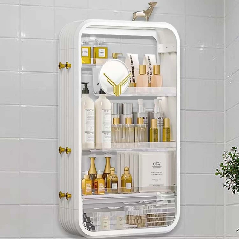 

Plastic Cosmetics Shelf Wall Mounted Storage Shelf Bathroom Wall Perfume Storage Box Transparent Organizer Stylish Cabinet