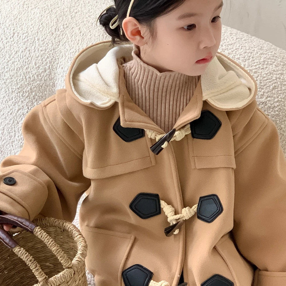 Winter Children Long Button Up Cardigan Kids Cotton Hooded Jacket Long Sleeve Baby Girl Warm Coat Plus Thick Boys Casual Clothes