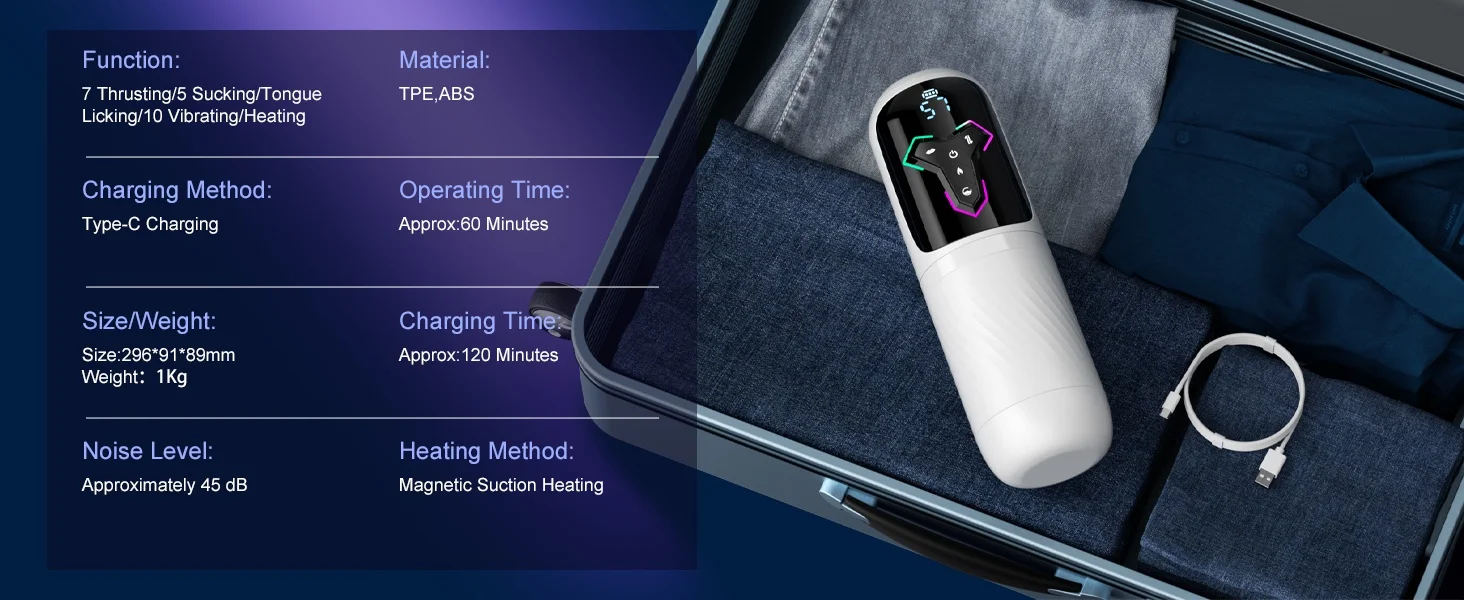 HeartCaptor Heating Automatic Male Stroker APP Control LCD Display 10 Vibration Modes Adult Device - Details 2