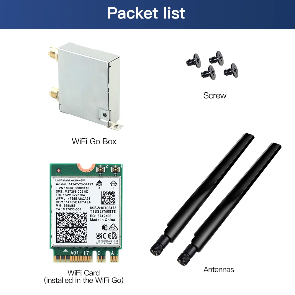 Adaptador sem Fio para Asus Wifi go Ax210 Placa de Rede 6e Módulo Bluetooth 5.3 5374mbps B550 X570 - Imagem 2