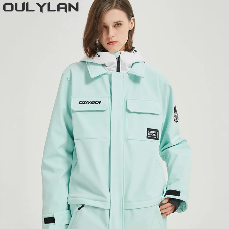 

Oulylan Men Women One-Piece Ski Suit Outdoor Sports Snowboard Jacket Warm Jump Suit Waterproof Winter Clothes Overalls Hooded