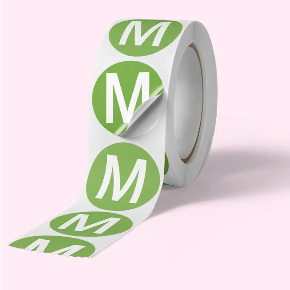 Universal Round Size Stickers: Self-Adhesive Clothing Labels