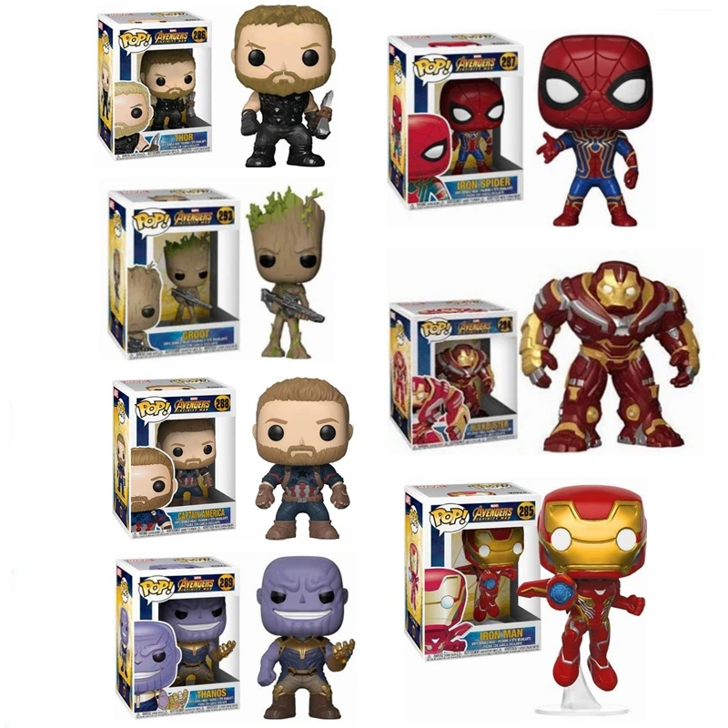 Funko Pop Avengers League Final Battle Hulk Death Squad Hulk Iron Man Us Captain Thanos Iron Spider Action Doll Collection Toys